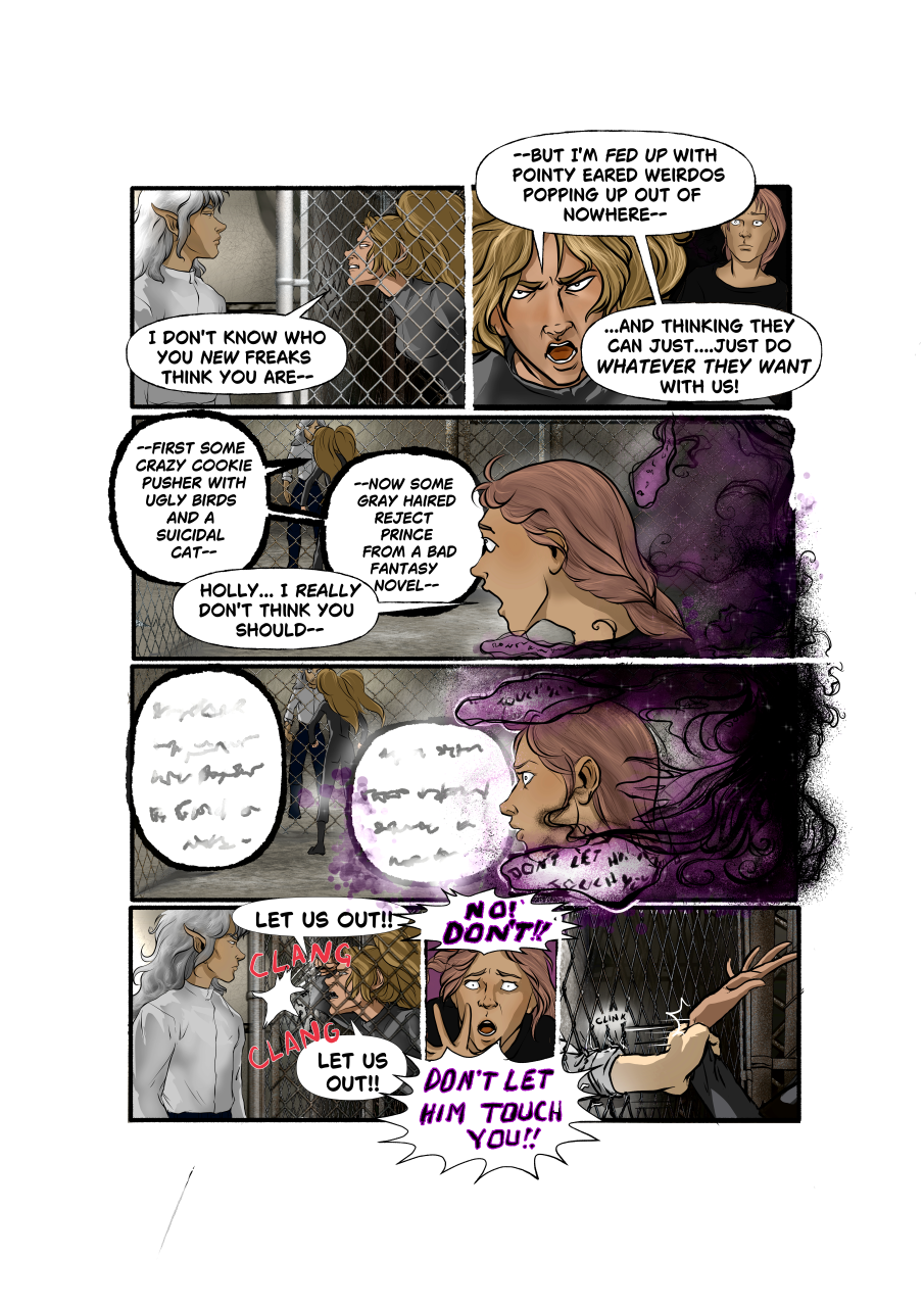 FaerieTales Issue 3, page 08. [Puck and Botbot arrive on the scene.]